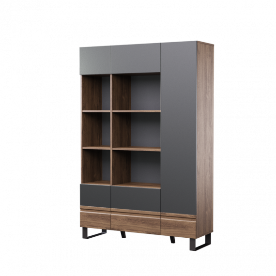 Reol  Boston 129x194 cm - mørk brun - 5 dører