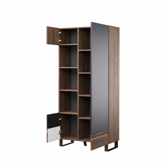 Reol Boston 92x194 cm - mørk brun - 2 dører