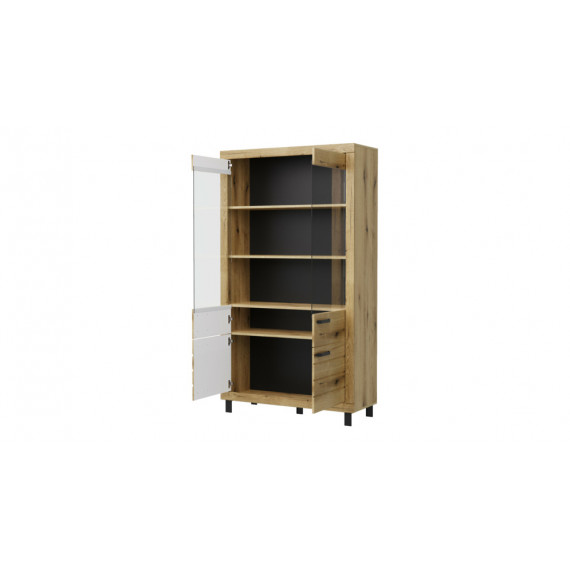 Vitrineskap Den 111x197 cm - Eikelook - 4 dører