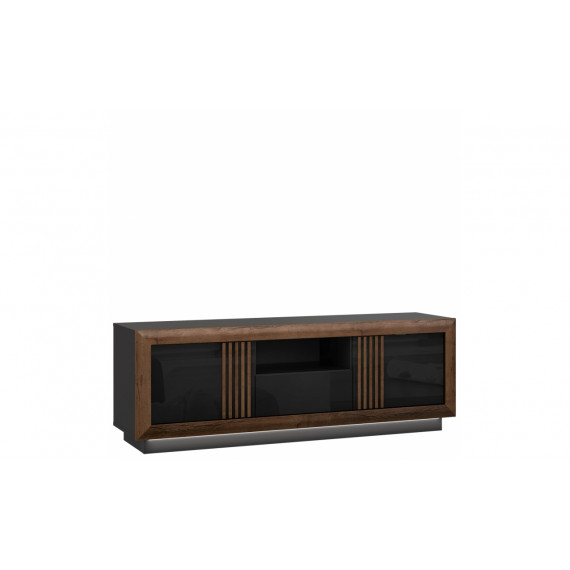 TV-benk Avona 163 x 60 cm - Svart høyglans - 2 dører - 1 skuff