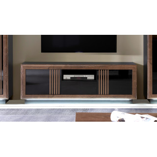 TV-benk Avona 163 x 60 cm - Svart høyglans - 2 dører - 1 skuff