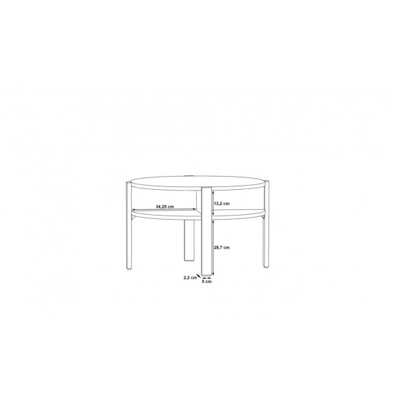 Stuebord Buena 75 cm - svart matt - med hylle - rundt