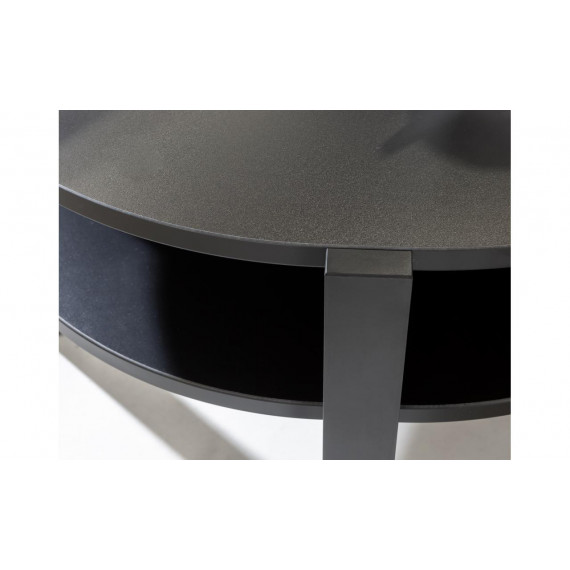 Stuebord Buena 75 cm - svart matt - med hylle - rundt