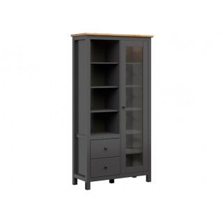 Vitrineskap Hesen 106x203 cm - 1 dør - 2 skuffer - grafitt