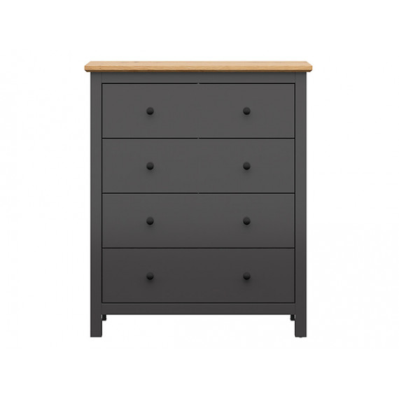 Kommode Hesen 101x120 cm - 4 skuffer - grafitt - eik artisan