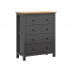 Kommode Hesen 101x120 cm - 4 skuffer - grafitt