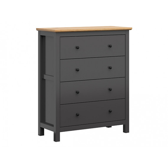 Kommode Hesen 101x120 cm - 4 skuffer - grafitt - eik artisan