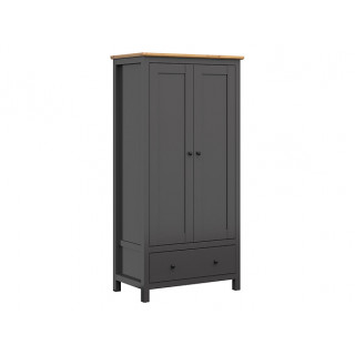 Garderobeskap Hesen 101x203 cm - 2 dører - 1 skuff - grafitt