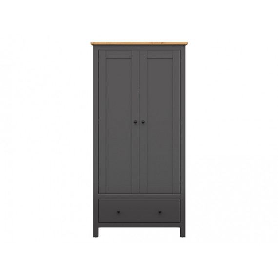 Garderobeskap Hesen 101x203 cm - 2 dører - 1 skuff - grafitt