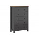 Kommode Hesen 101x145 cm - 6 skuffer - grafitt - eik artisan