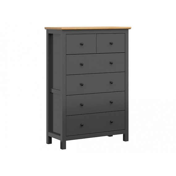 Kommode Hesen 101x145 cm - 6 skuffer - grafitt - eik artisan