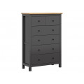 Kommode Hesen 101x145 cm - 6 skuffer - grafitt - eik artisan