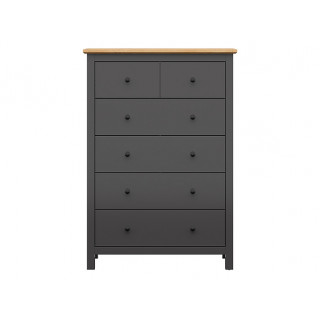 Kommode Hesen 101x145 cm - 6 skuffer - grafitt