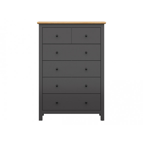 Kommode Hesen 101x145 cm - 6 skuffer - grafitt - eik artisan