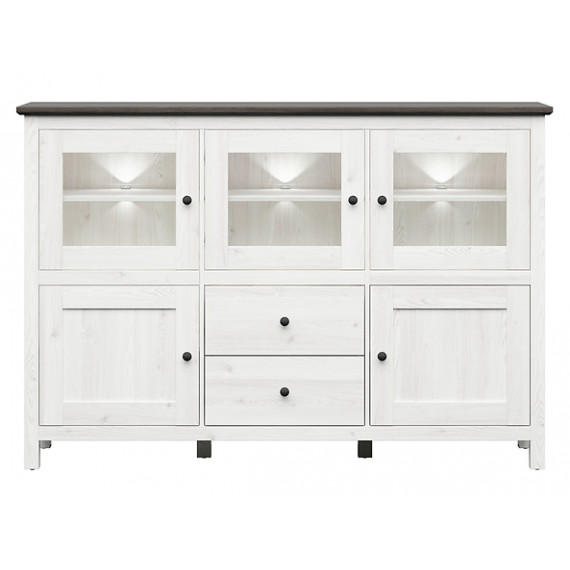 Skjenk Hesen 186x126 cm - Glassdører - Belysning