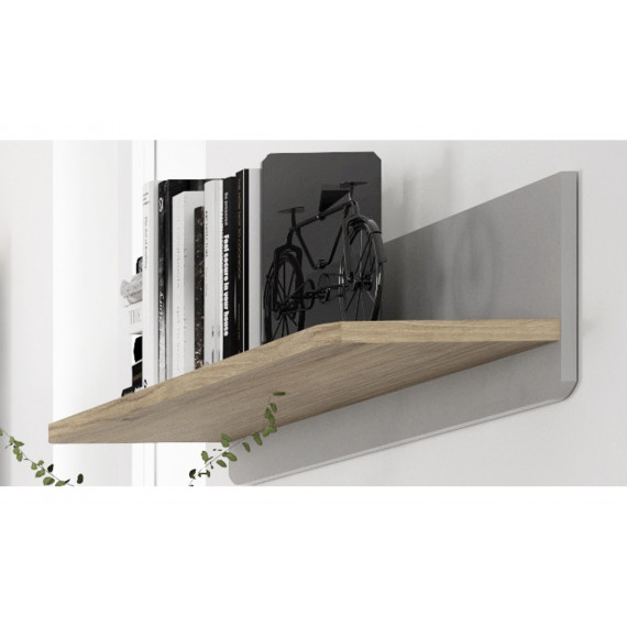 Hylle Surf 110x23 cm - grå matt - eik catania