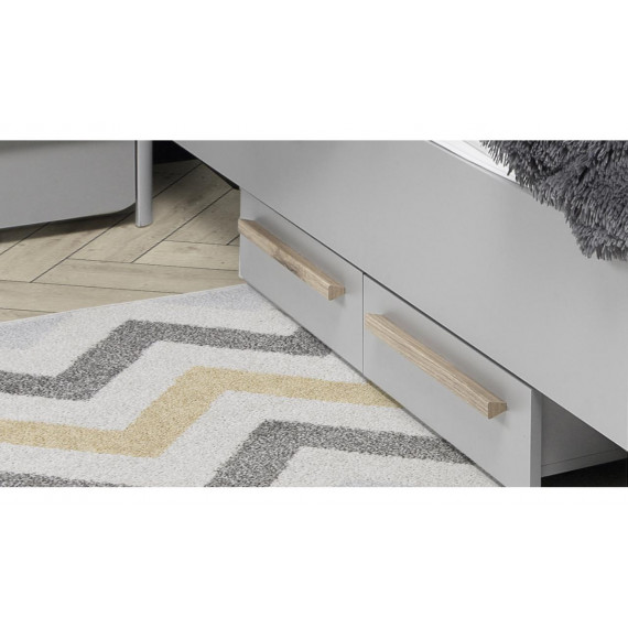 Seng Surf 120x200 cm - Grå matt - Eik catania - 1 skuff