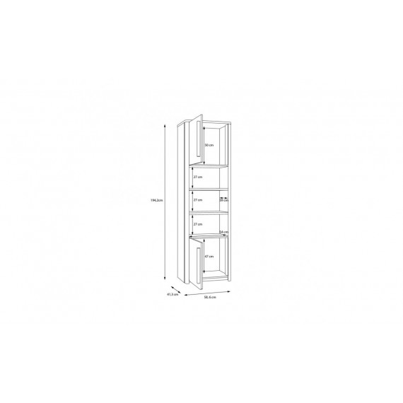 Skap Surf 59x194 cm - Grå matt - Eik catania - 2 dører