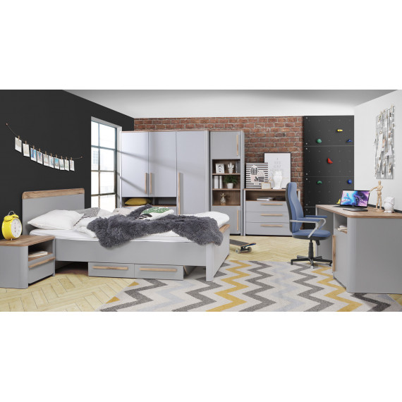 Skap Surf 59x194 cm - Grå matt - Eik catania - 2 dører