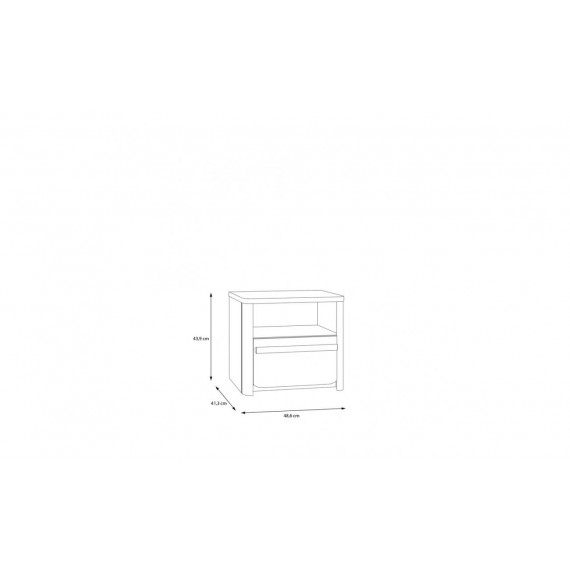 Nattbord Surf 49x44 cm - Grå matt - Eik catania - 1 skuff