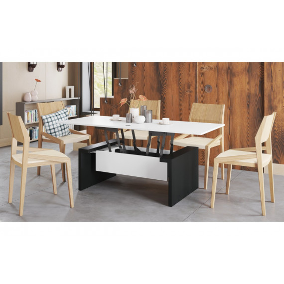 Sofabord Space 110-170 cm  - hvit matt - svart matt