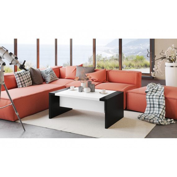 Sofabord Space 110-170 cm  - hvit matt - svart matt