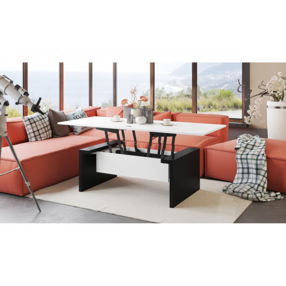 Sofabord Space 110-170 cm  - hvit matt - svart matt