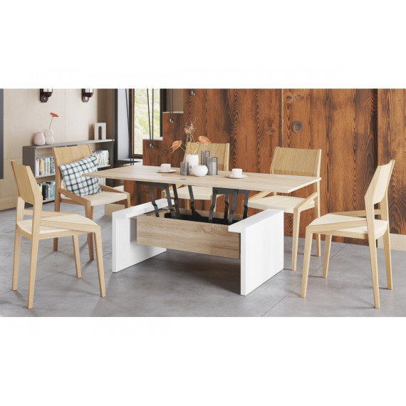 Sofabord Space 110-170 cm  - eik sonoma - hvit matt