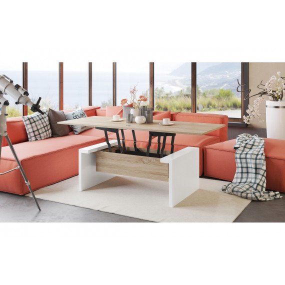 Sofabord Space 110-170 cm  - eik sonoma - hvit matt