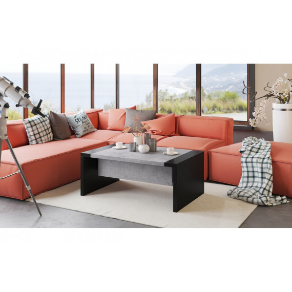 Sofabord Space 110-170 cm  - betong - svart matt