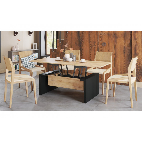 Sofabord Space 110-170 cm  - eik craft - svart matt