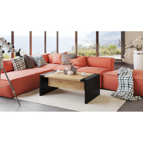 Sofabord Space 110-170 cm  - eik craft - svart matt