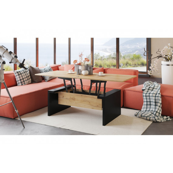 Sofabord Space 110-170 cm  - eik craft - svart matt