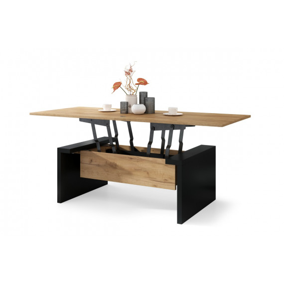 Sofabord Space 110-170 cm  - eik craft - svart matt