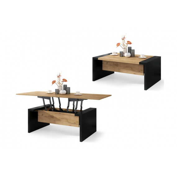 Sofabord Space 110-170 cm  - eik craft - svart matt