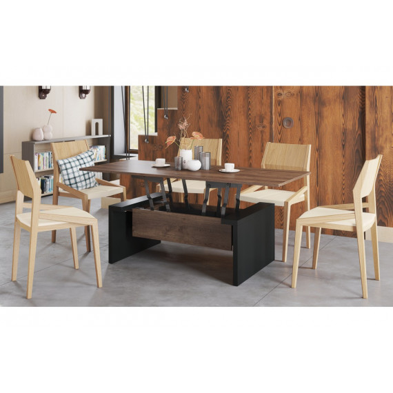 Sofabord Space 110-170 cm  - eik brun - svart matt