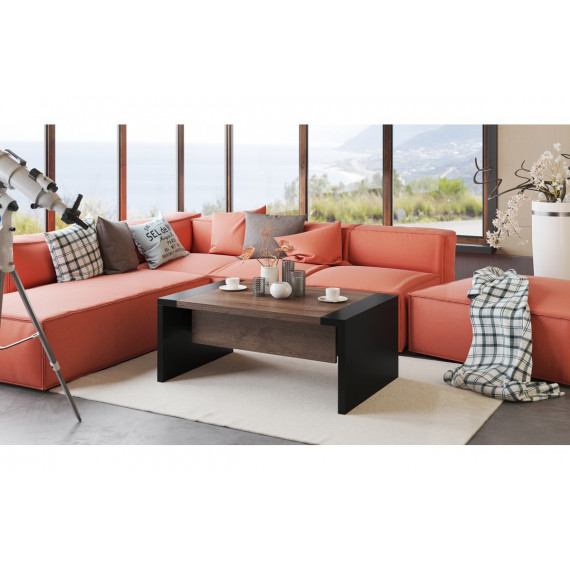 Sofabord Space 110-170 cm  - eik brun - svart matt