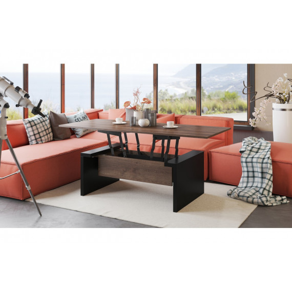 Sofabord Space 110-170 cm  - eik brun - svart matt