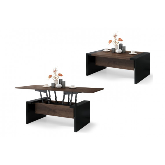 Sofabord Space 110-170 cm  - eik brun - svart matt