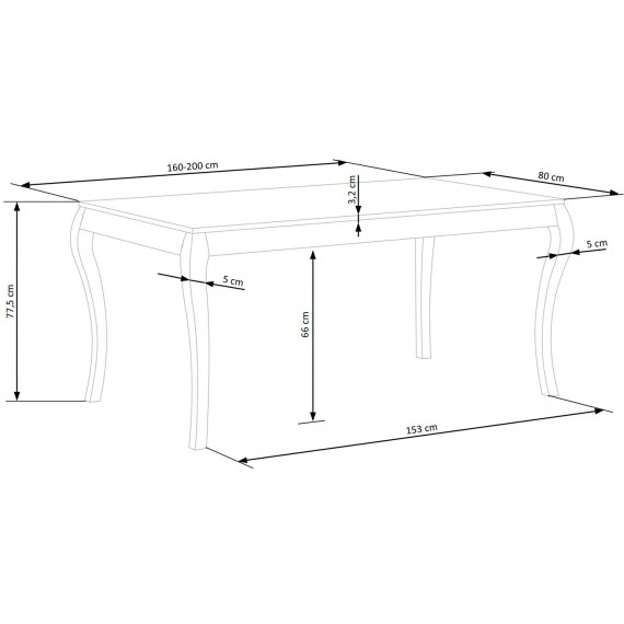 Spisebord Windsor 160-200 cm - eik - sort