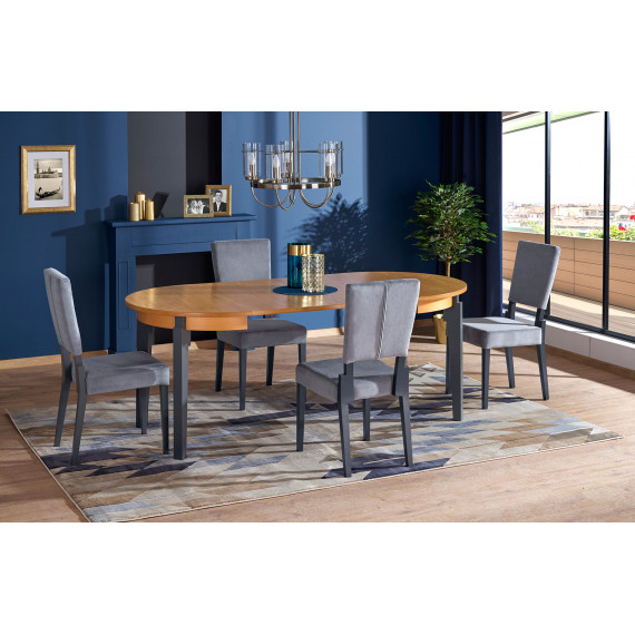 Spisebord Sorbus 100-200 cm - rundt uttrekkbart - grafitt - eikefiner