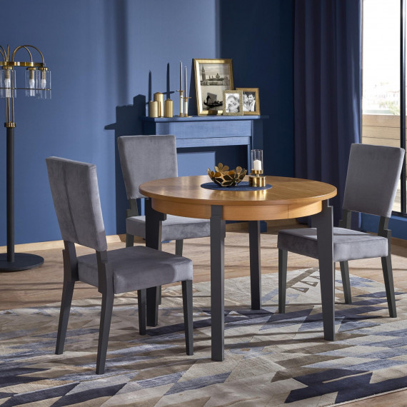 Spisebord Sorbus 100-200 cm - rundt uttrekkbart - grafitt - eikefiner