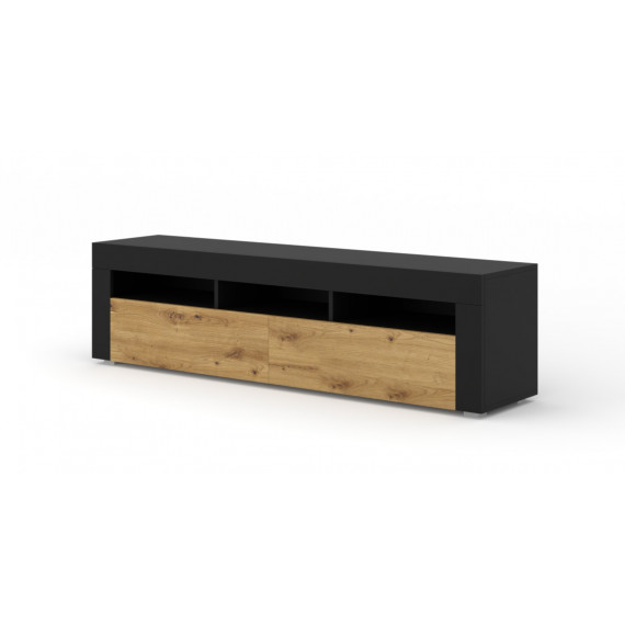 Vegghengt tv-bord Moreno 160 cm - Svart - Eik artisan