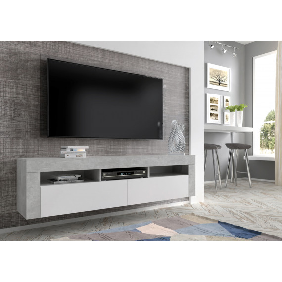 Vegghengt tv-bord Moreno 160 cm - Betong - Hvit