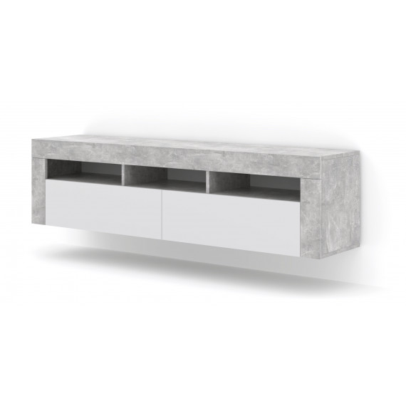 Vegghengt tv-bord Moreno 160 cm - Betong - Hvit