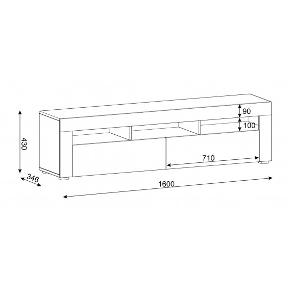 Vegghengt tv-bord Moreno 160 cm - Hvit - Betong