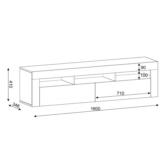 Vegghengt tv-bord Moreno 160 cm - Hvit - Betong