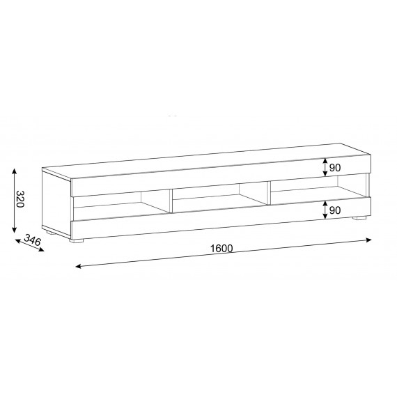 Vegghengt tv-benk Manta 160 cm - hvit