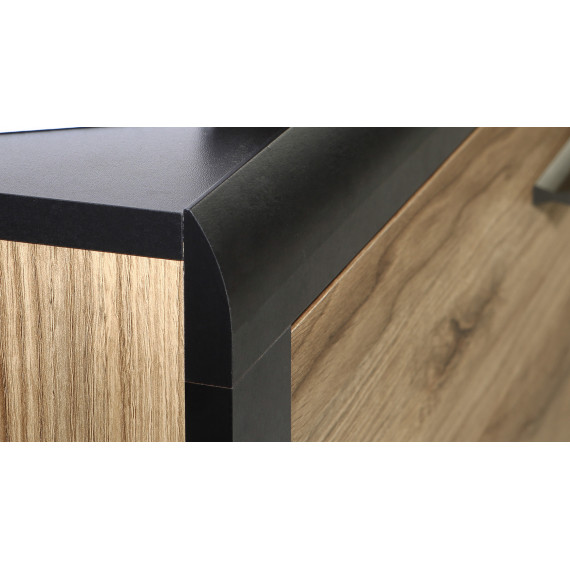 Kommode Dalate 101x88 cm - eik catania - svart matt - 3 skuffer