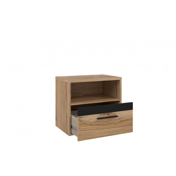 Nattbord Dalate 50x45 cm - eik catania - svart matt - 1 skuff